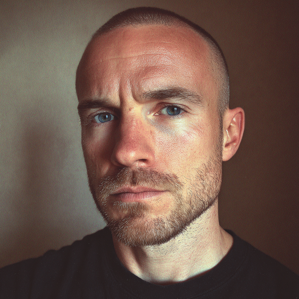 Gros plan sur un homme portant un t-shirt noir | Source : Midjourney