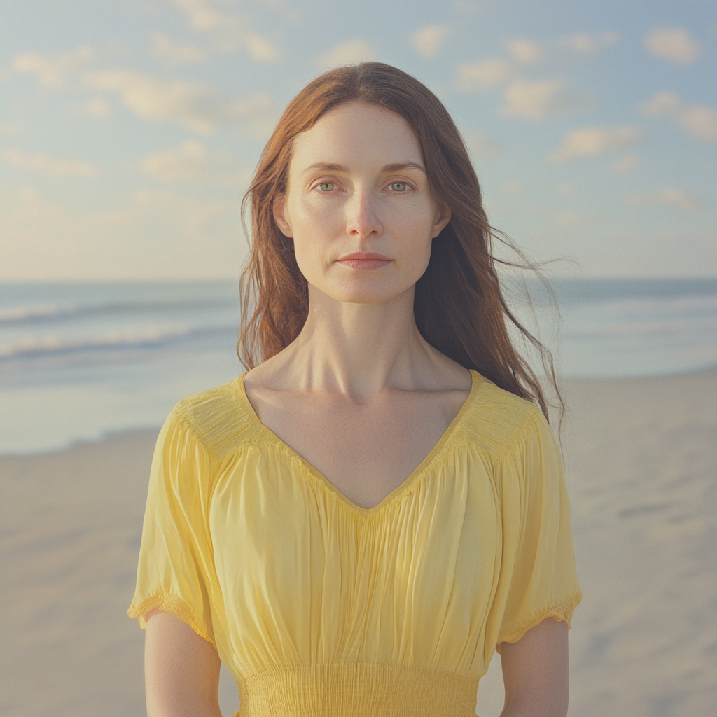 Une femme à la plage | Source : Midjourney