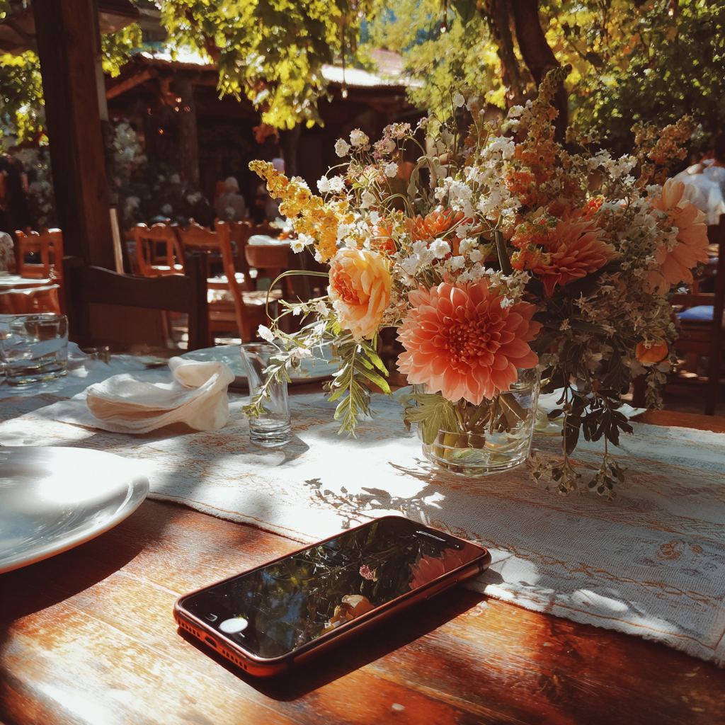 Un téléphone portable sur une table | Source : Midjourney