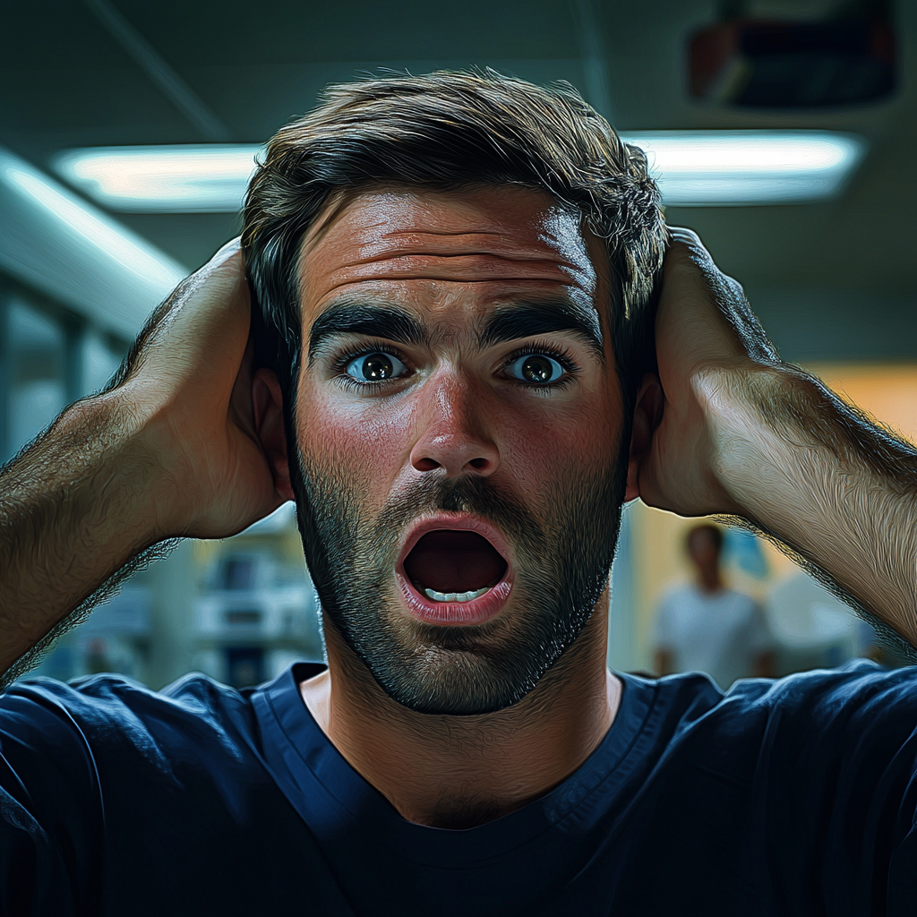 Un homme choqué dans une salle d'hôpital | Source : Midjourney