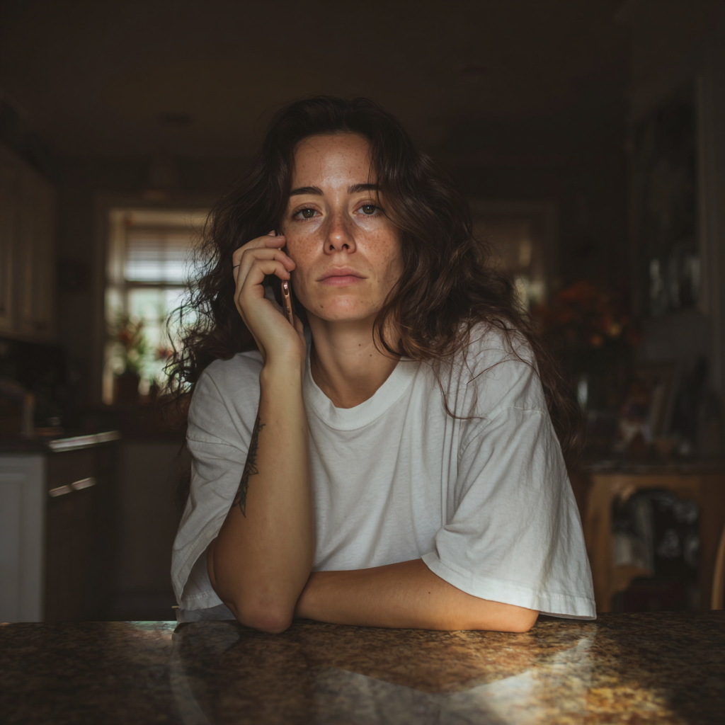 Une femme qui parle au téléphone portable | Source : Midjourney