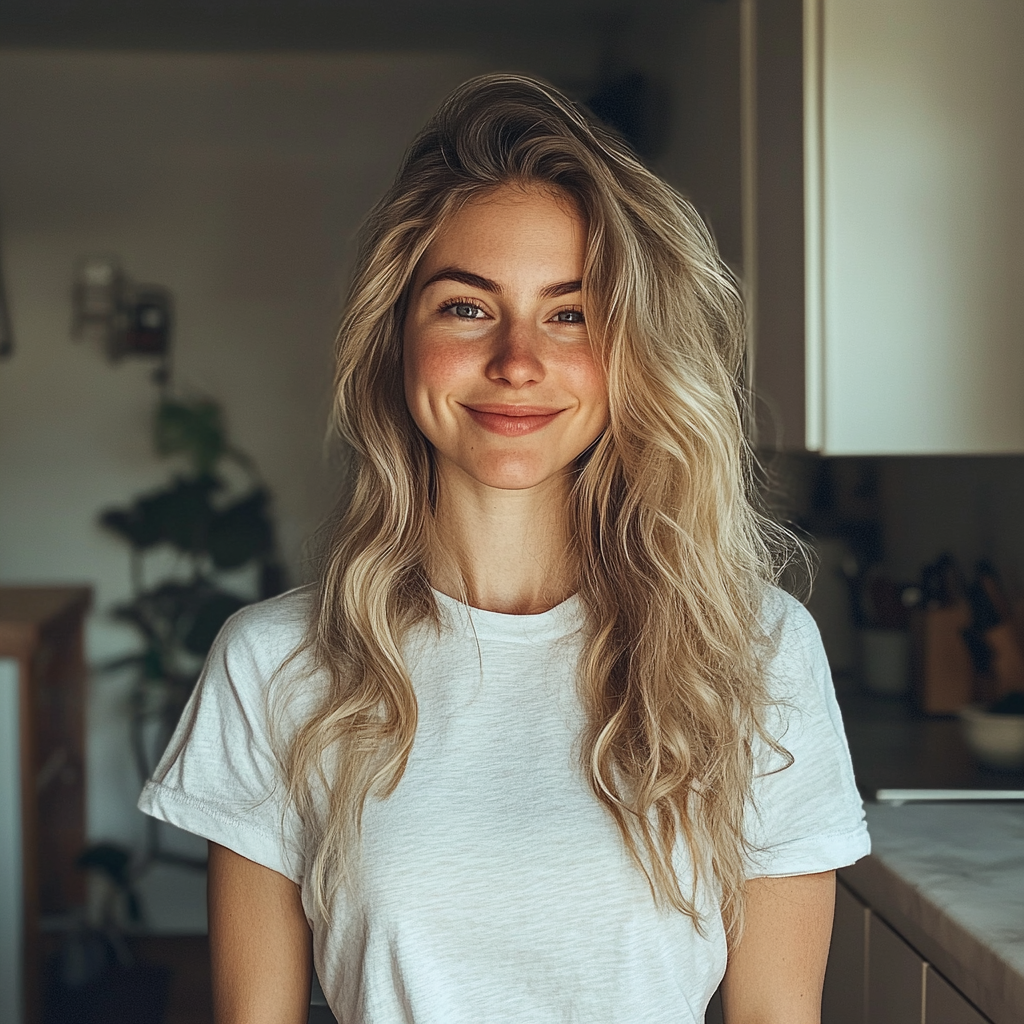 Gros plan sur une femme souriante | Source : Midjourney