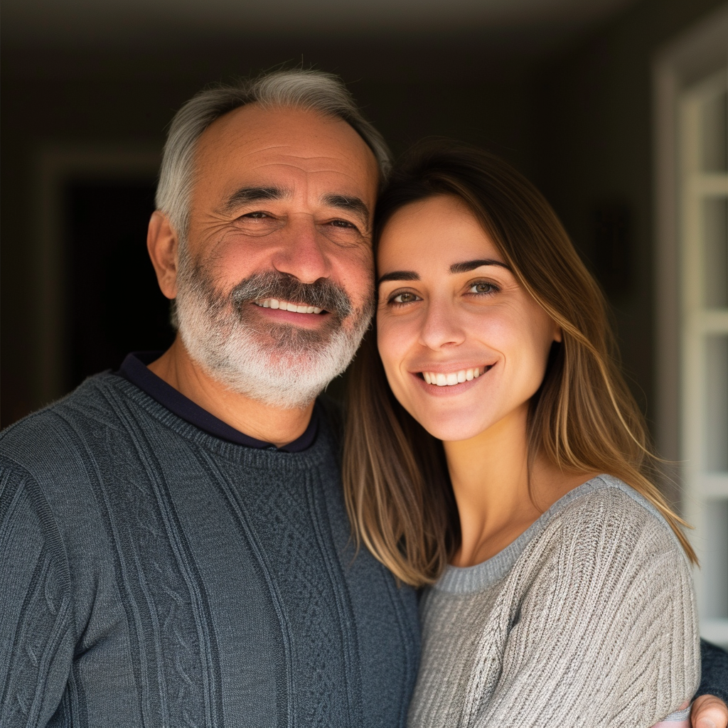 Un père et une fille souriants | Source : Midjourney