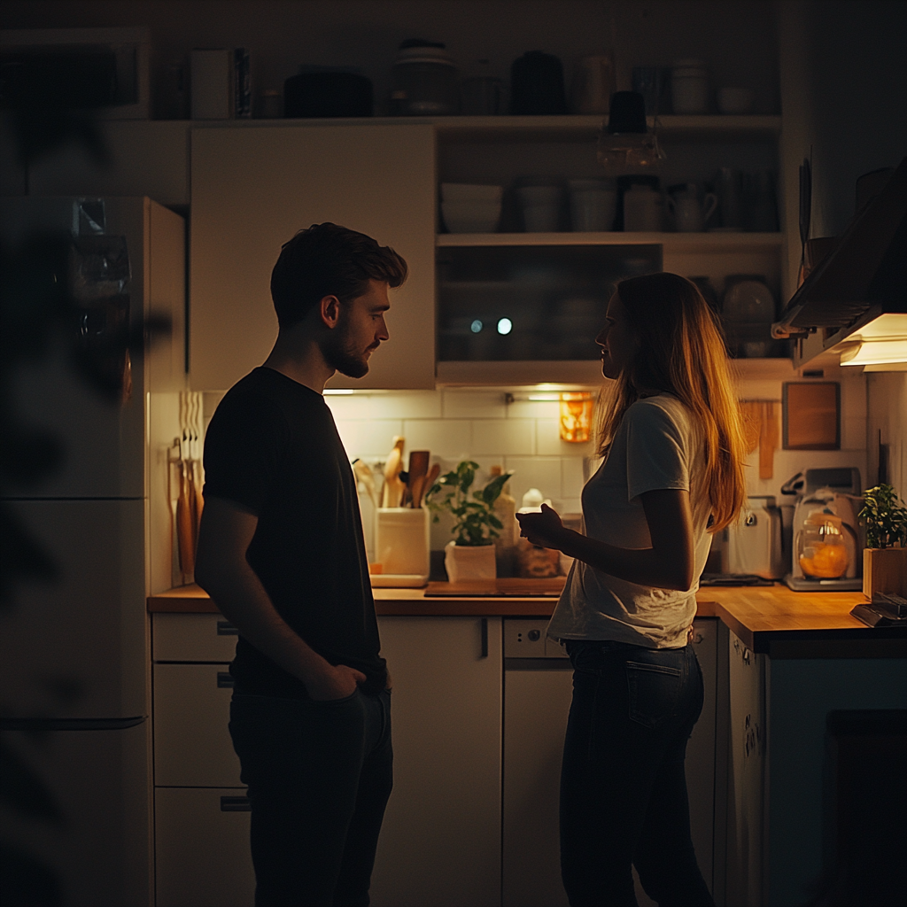 Un couple qui discute dans sa cuisine | Source : Midjourney