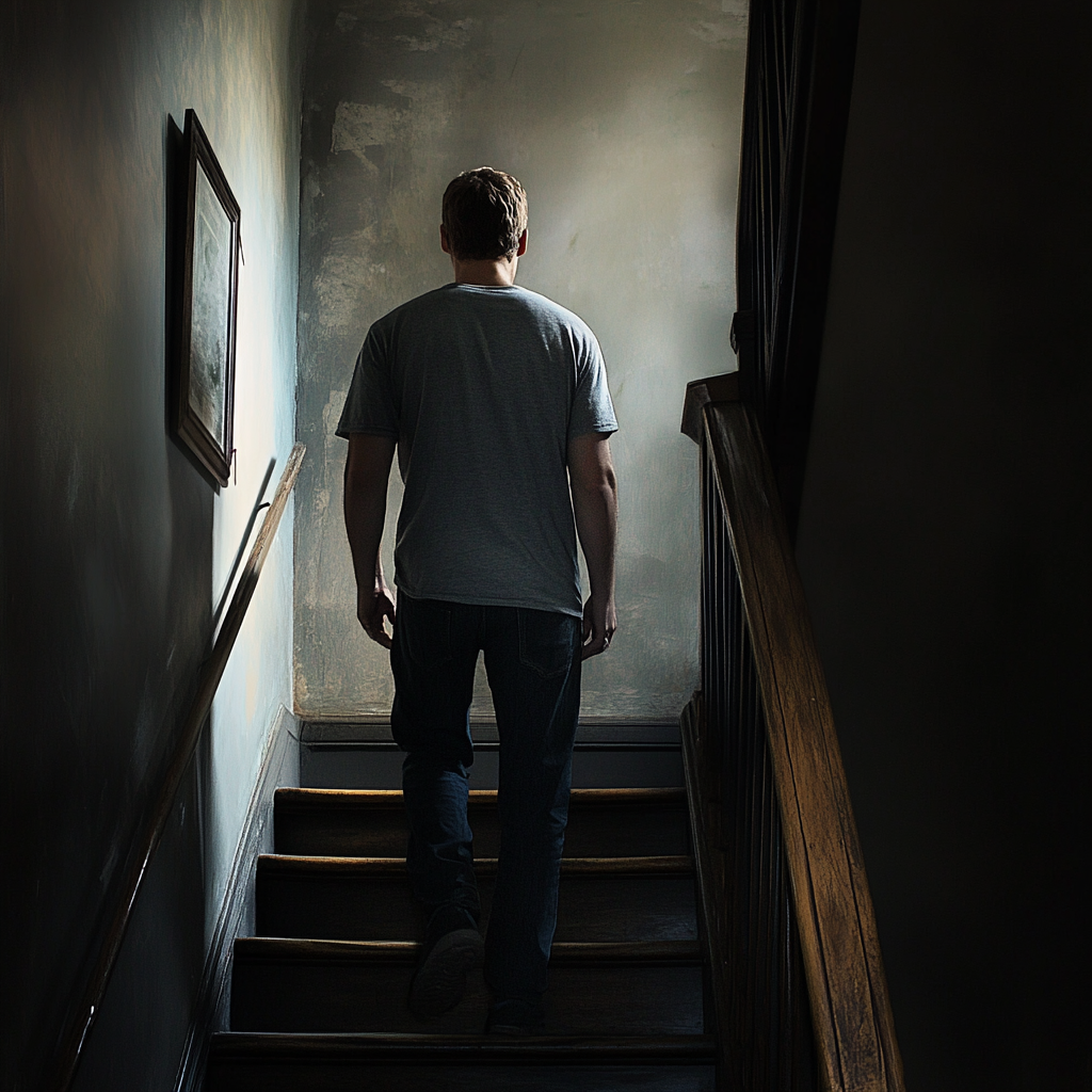 Un homme qui monte les escaliers | Source : Midjourney