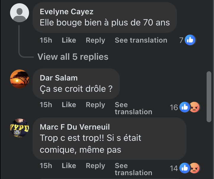 Commentaires des internautes sur la vidéo de Brigitte Macron | Source : Facebook