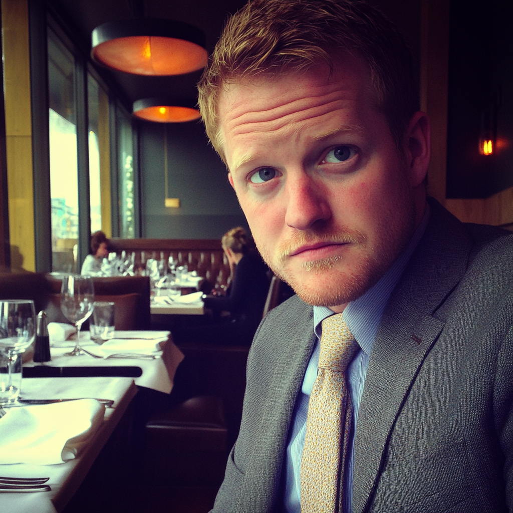 Un homme assis dans un restaurant | Source : Midjourney