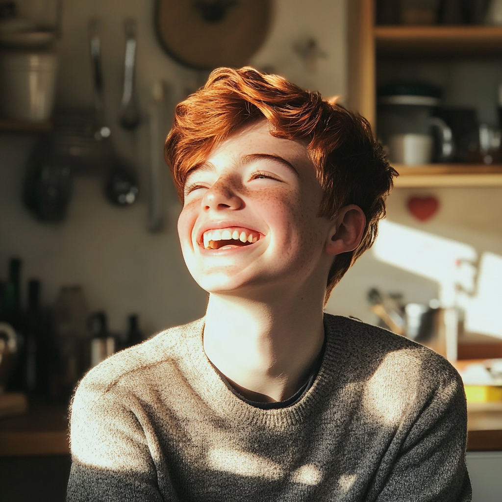 Un adolescent qui rit | Source : Midjourney