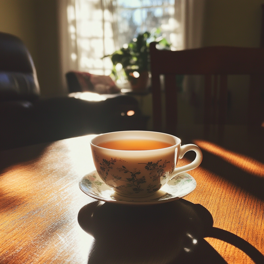 Une tasse de thé sur une table | Source : Midjourney
