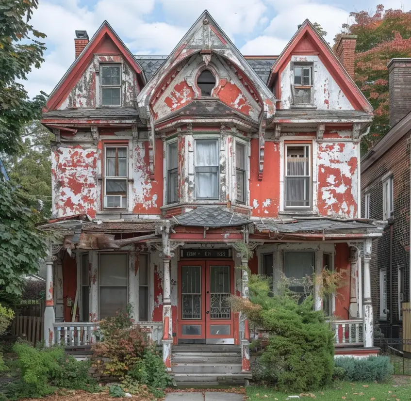 La maison, une vieille relique grandiose, se dressait avec sa peinture écaillée et son toit affaissé | Source : Midjourney