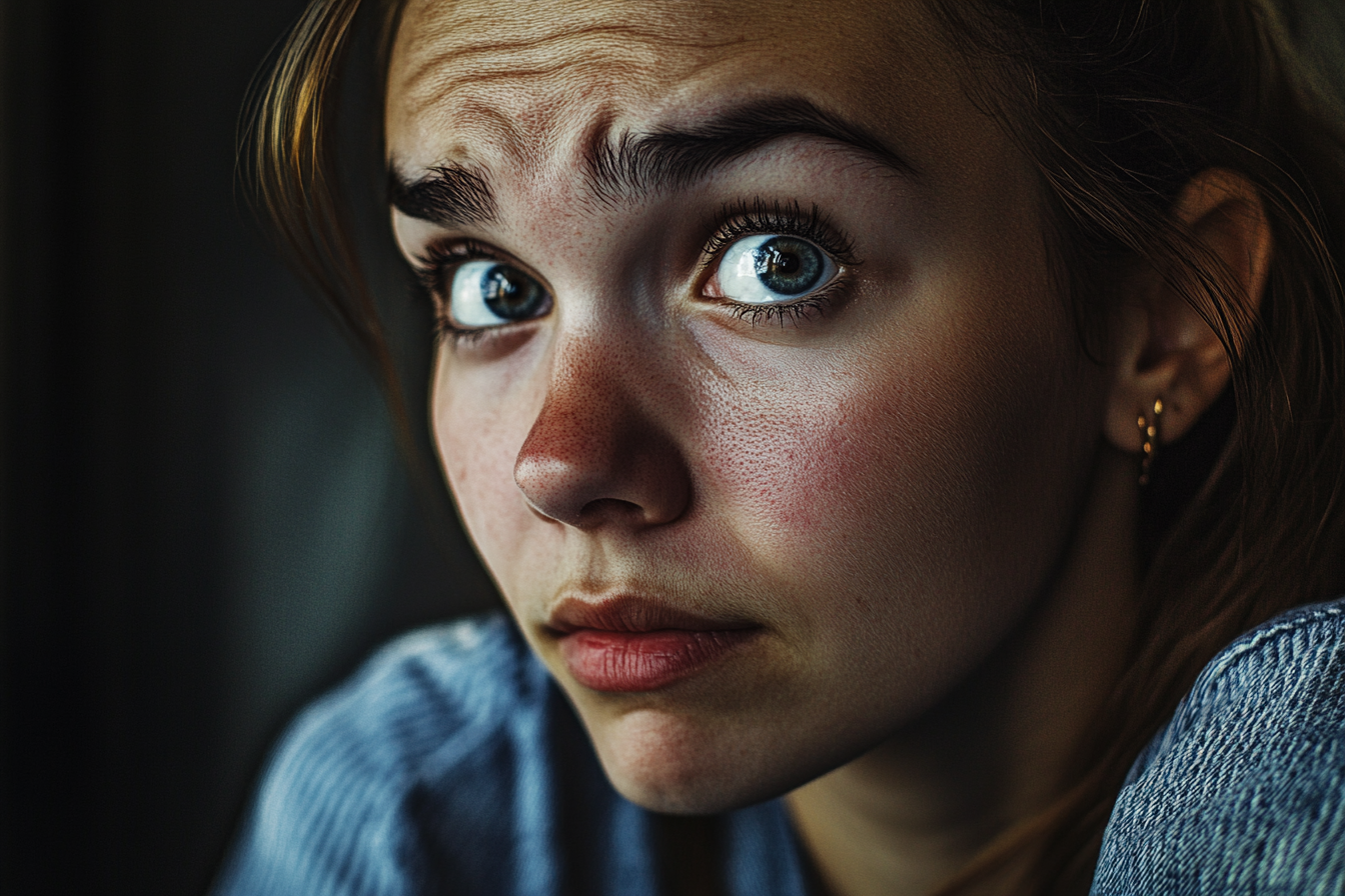 Une femme qui jette un coup d'œil de côté avec une expression choquée | Source : Midjourney