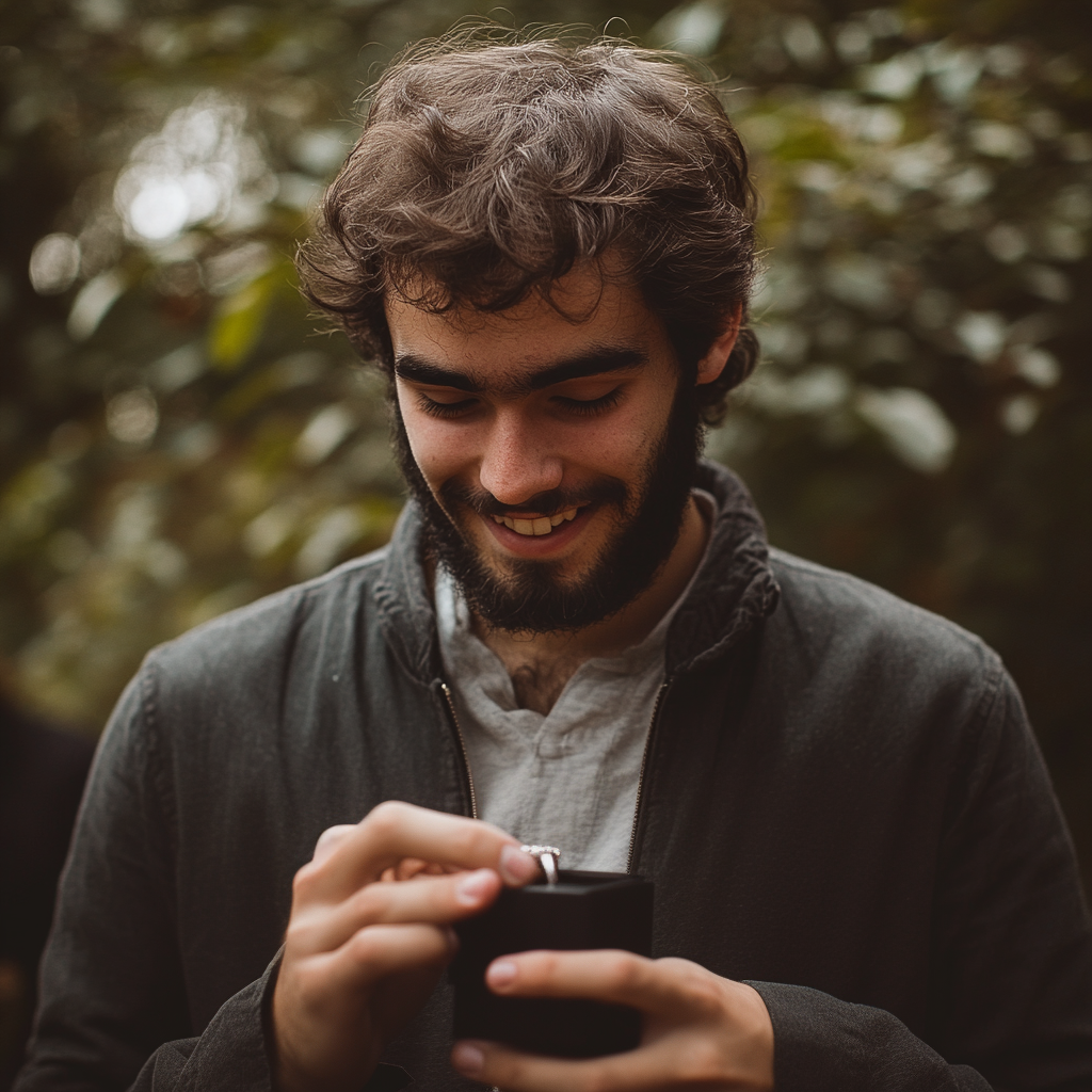 Un homme qui regarde une alliance | Source : Midjourney