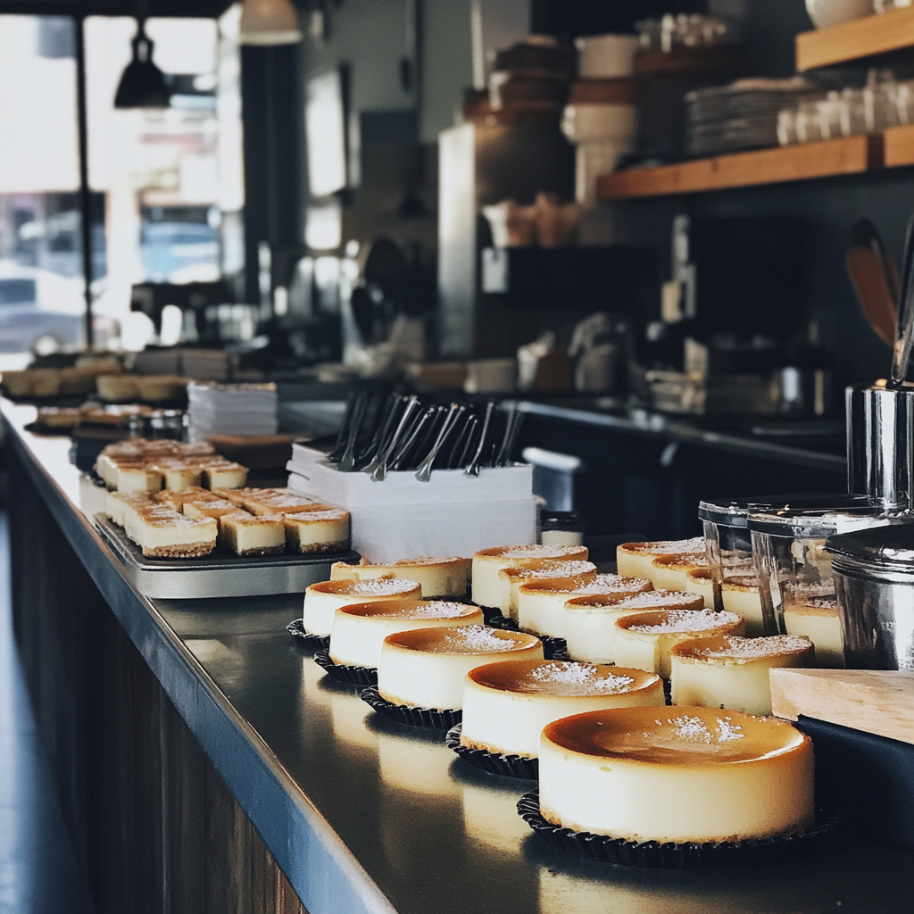 Gâteaux au fromage sur un comptoir | Source : Midjourney