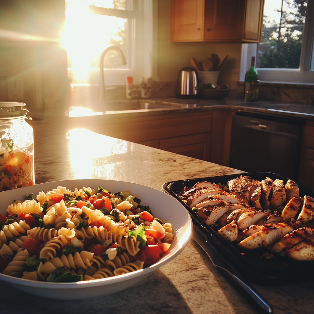 Nourriture sur un comptoir de cuisine | Source : Midjourney