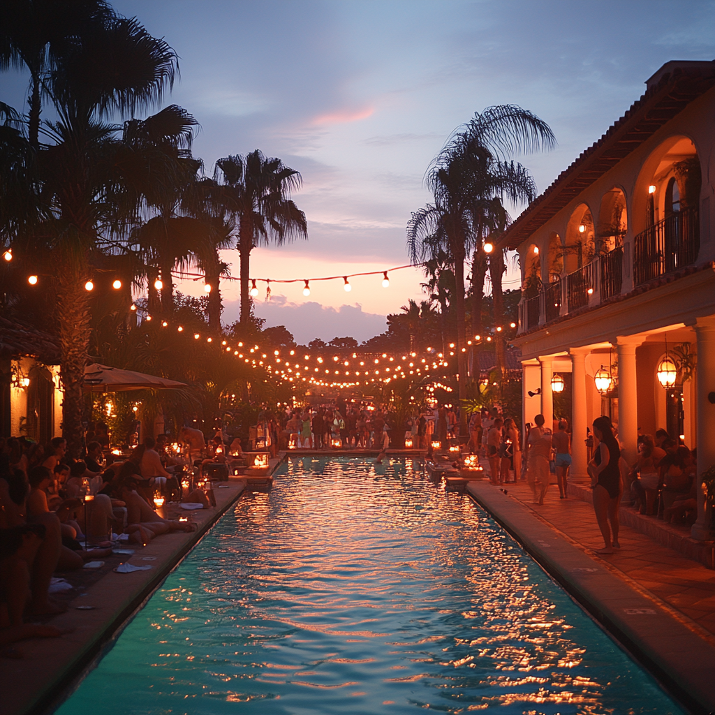 Une fête de piscine bruyante | Source : Midjourney