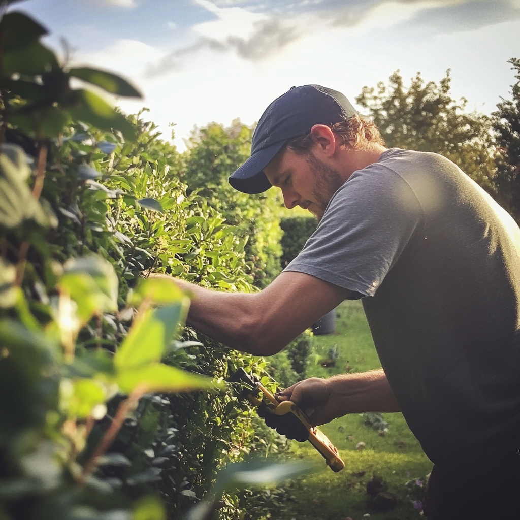 Un homme en train de tailler des haies | Source : Midjourney