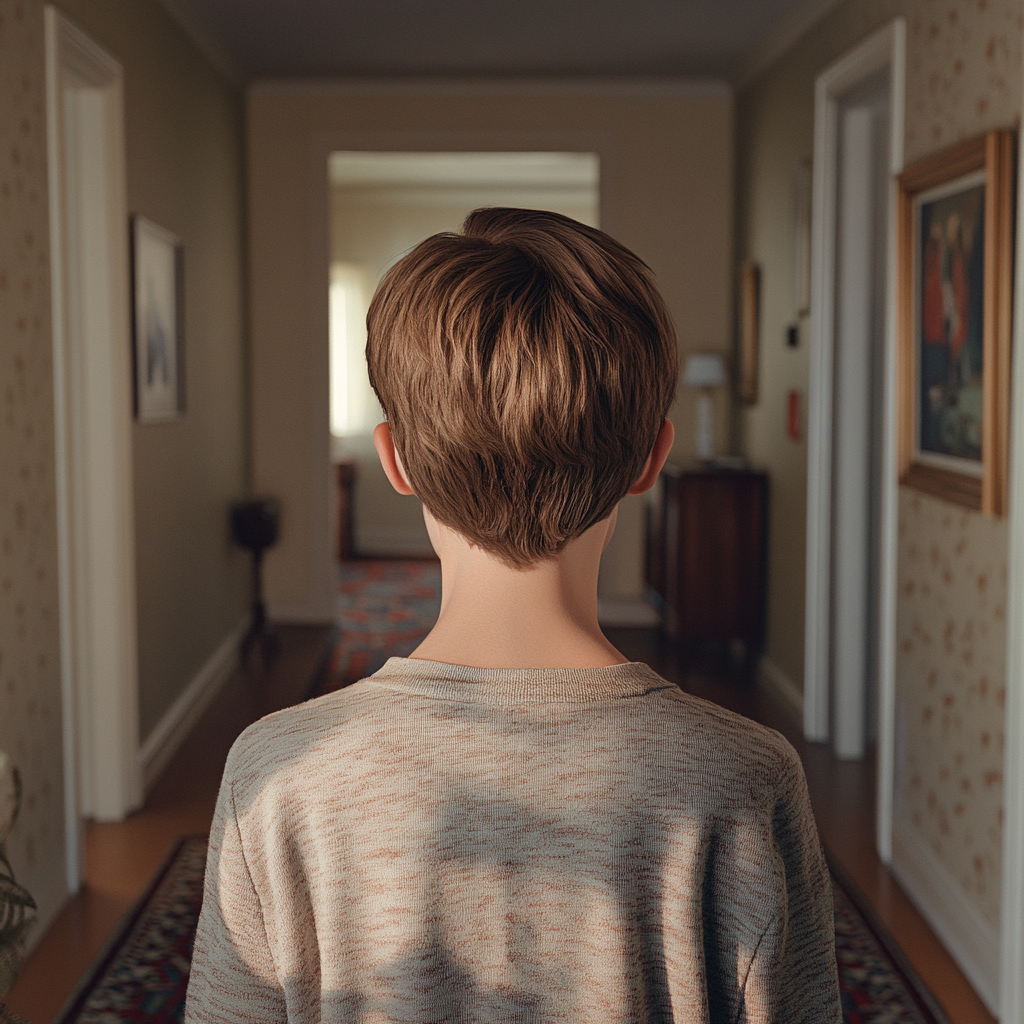 A boy standing in his house | Source: Midjourney