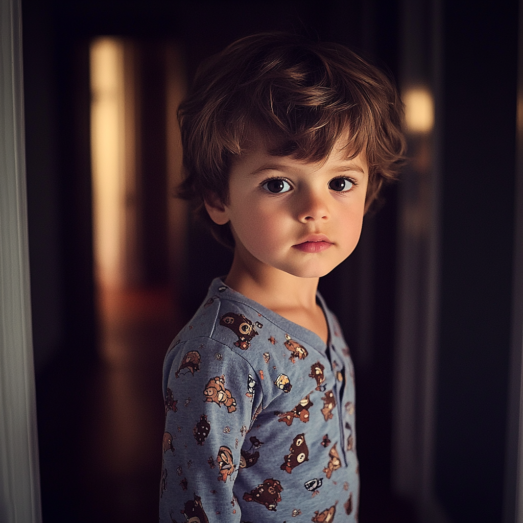 Un petit garçon dans un couloir | Source : Midjourney