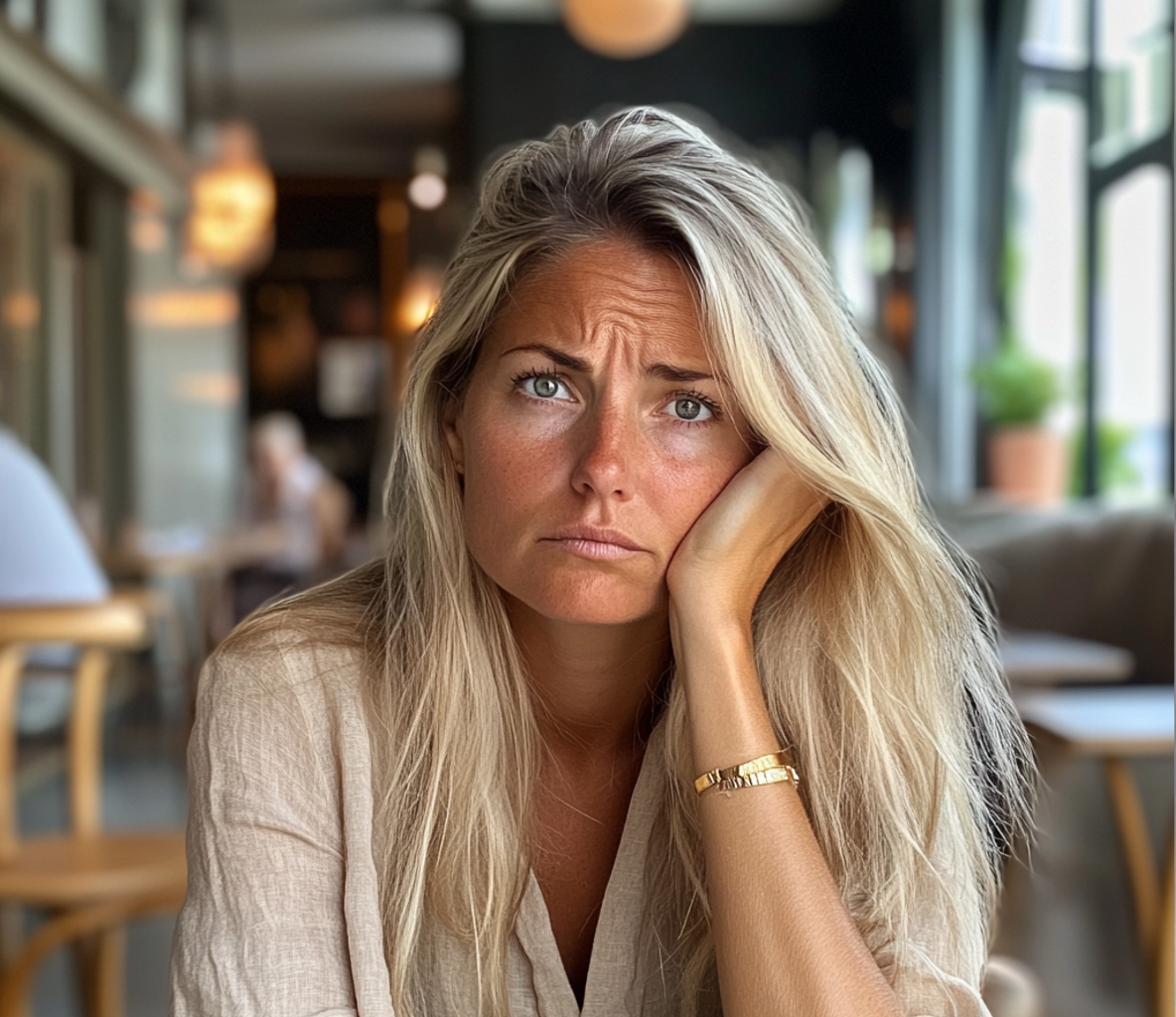 Une femme se tenant la tête | Source : Midjourney