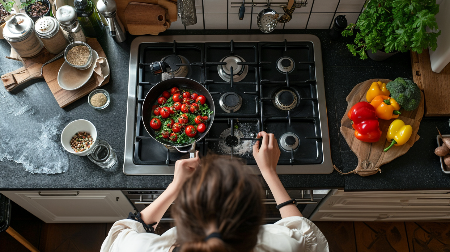 Une femme en train de préparer le dîner | Source : Midjourney