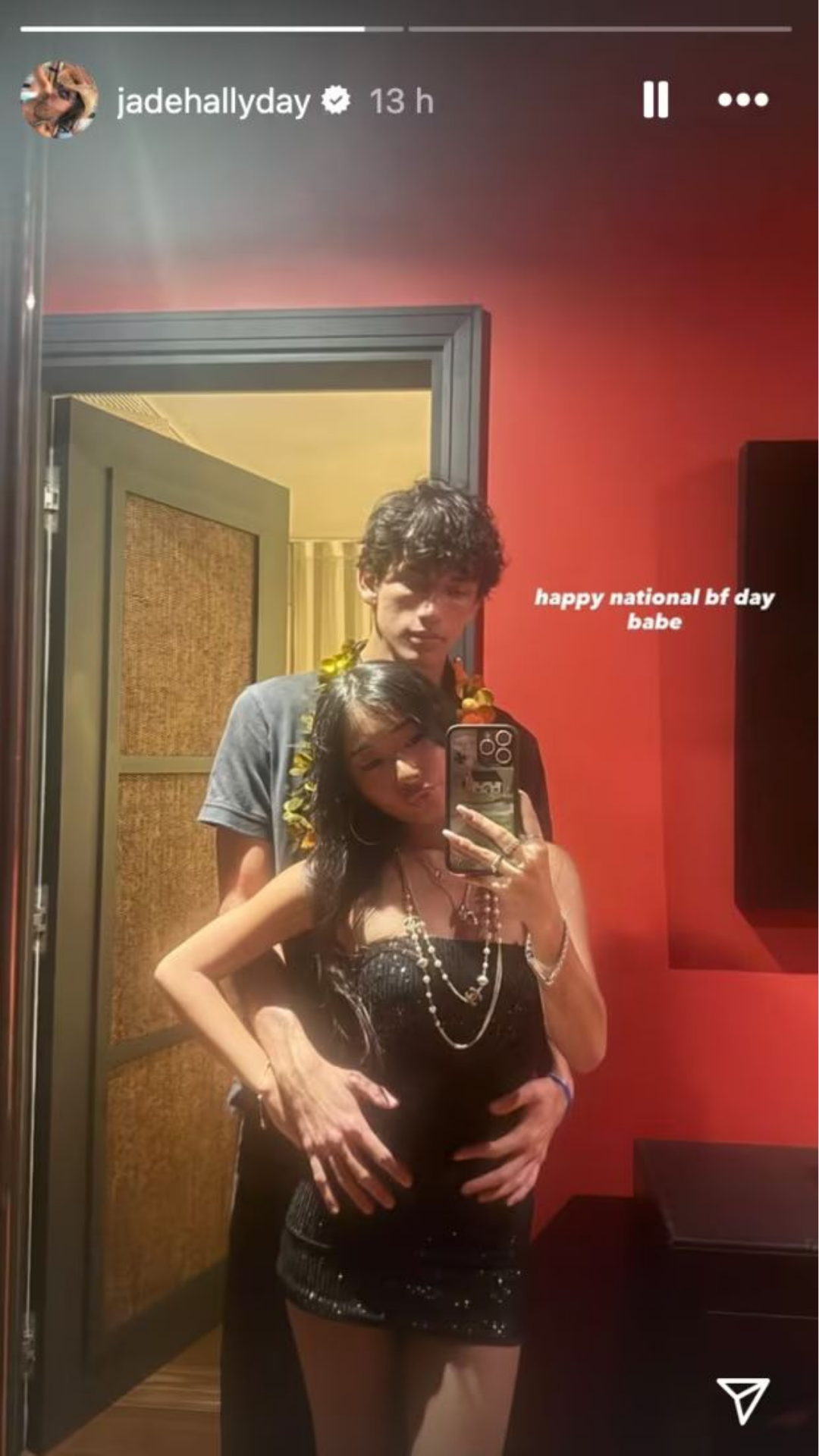 Jade Hallyday et Aaron Thomas | Source : capture Instagram@jadehallyday