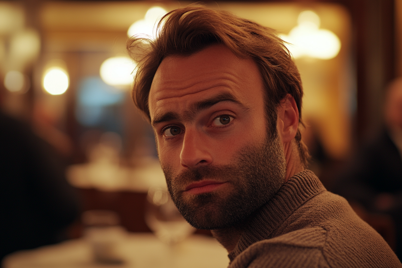 A man in a restaurant, looking to his left | Source: Midjourney