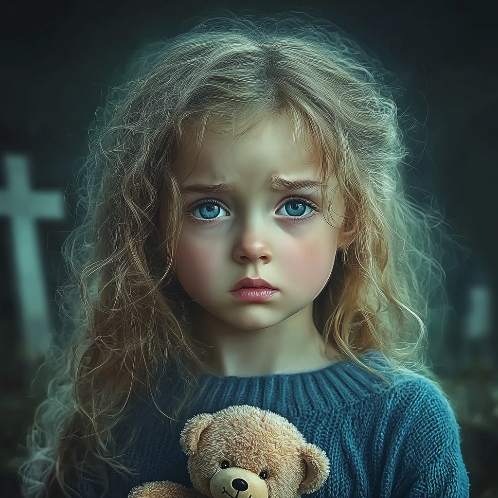 Une petite fille en deuil dans un cimetière | Source : Midjourney