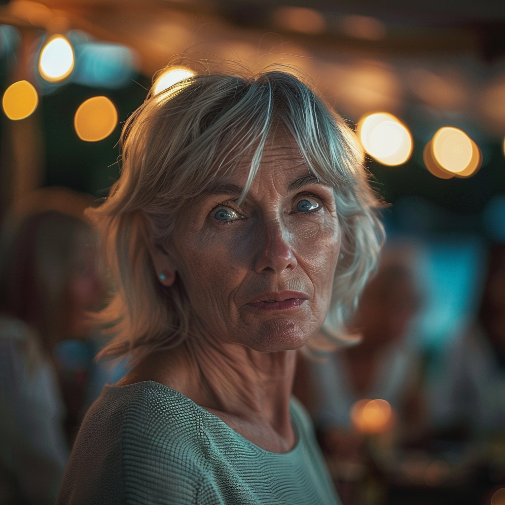 Une femme âgée regardant quelqu'un | Source : Midjourney