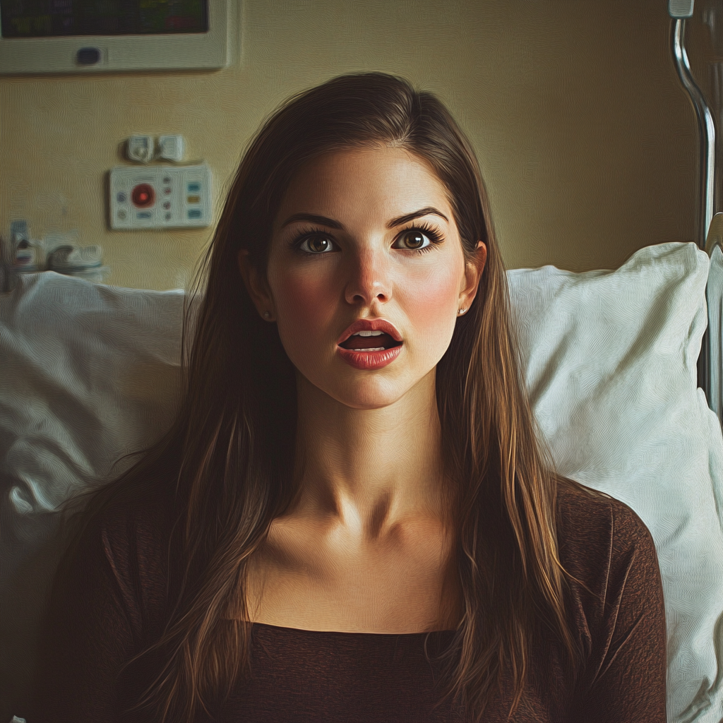 Une femme choquée assise dans la salle d'hôpital | Source : Midjourney