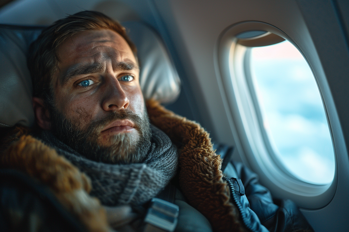 Un homme assis dans un avion | Source : Midjourney