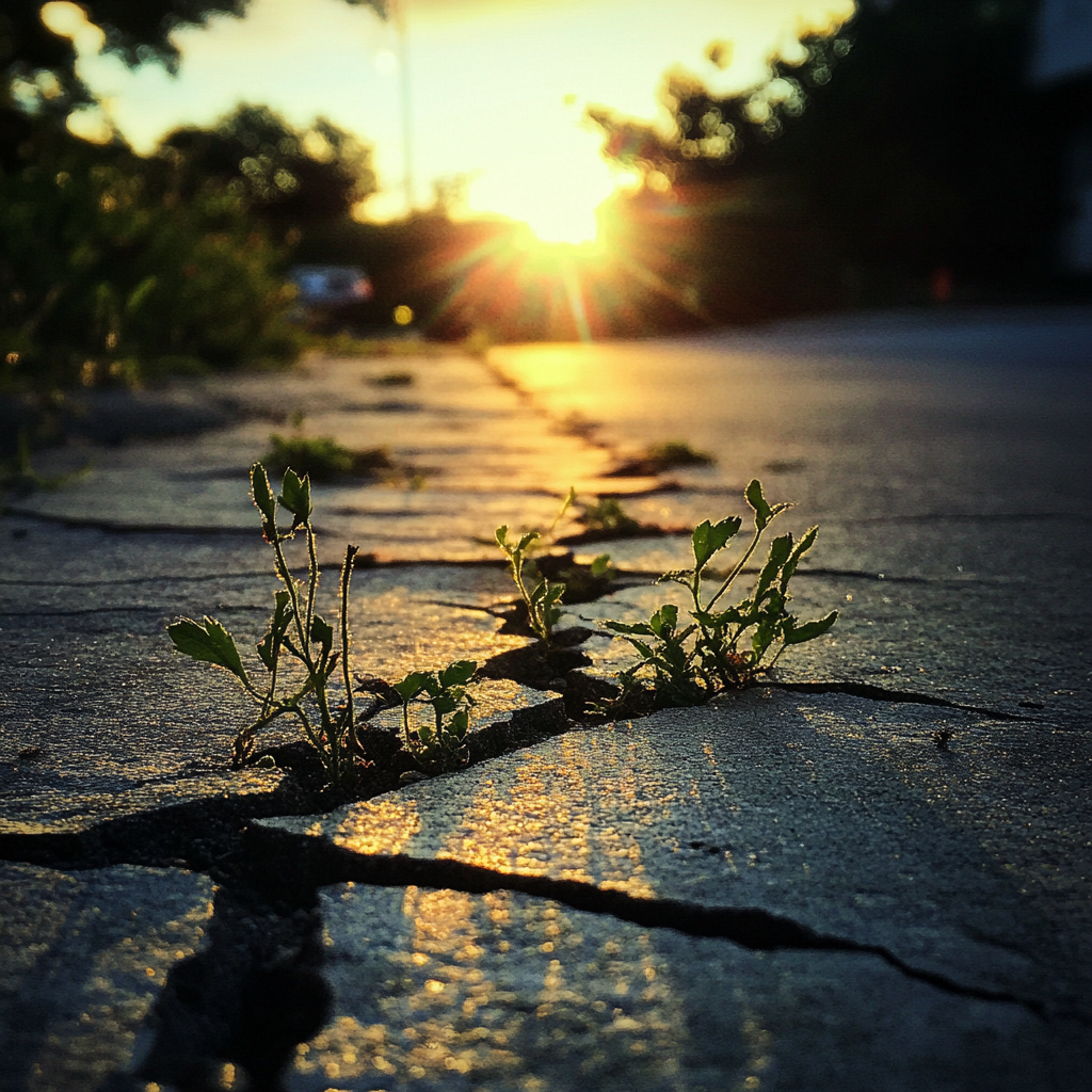 Fissures dans un trottoir | Source : Midjourney