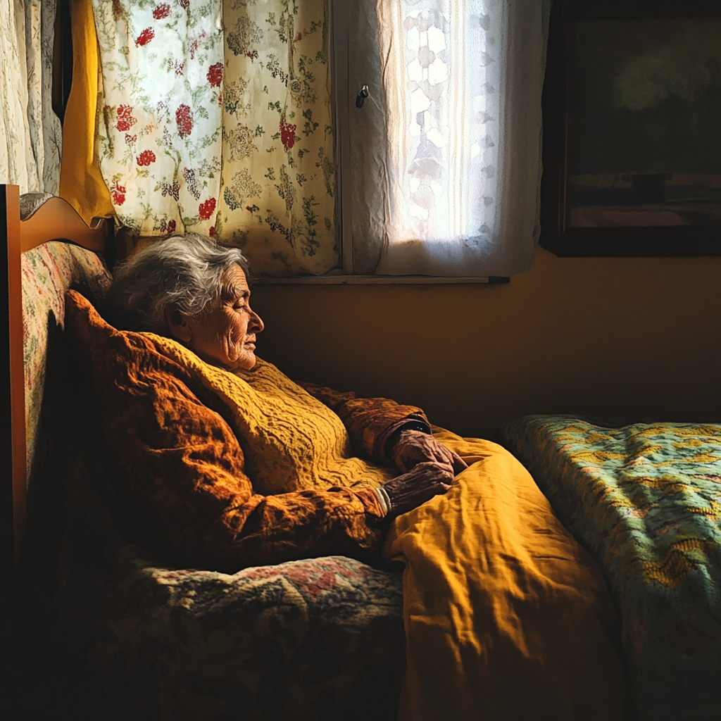 Anciana descansando en su cama | Fuente: A mitad del viaje