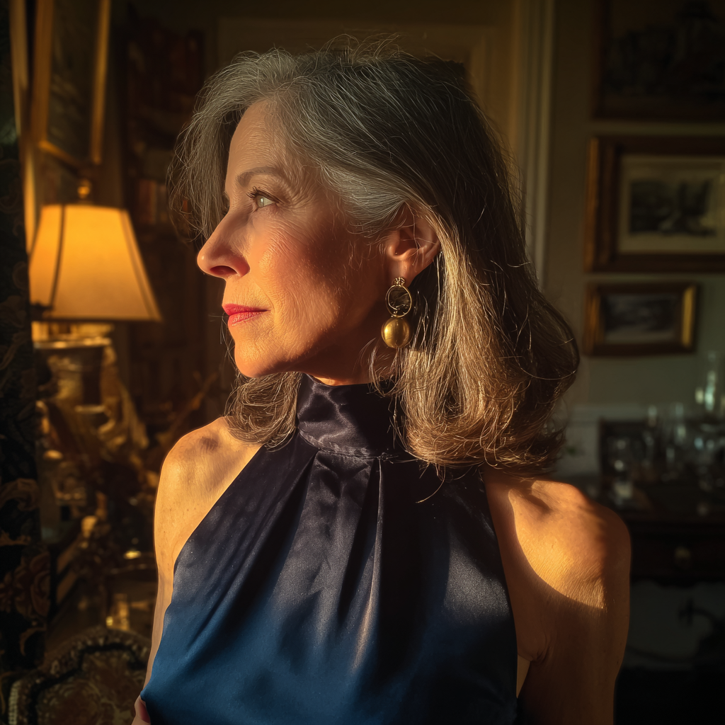 Profil latéral d'une femme âgée | Source : Midjourney