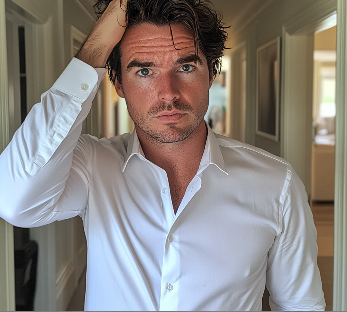 Un homme avec sa main sur la tête | Source : Midjourney