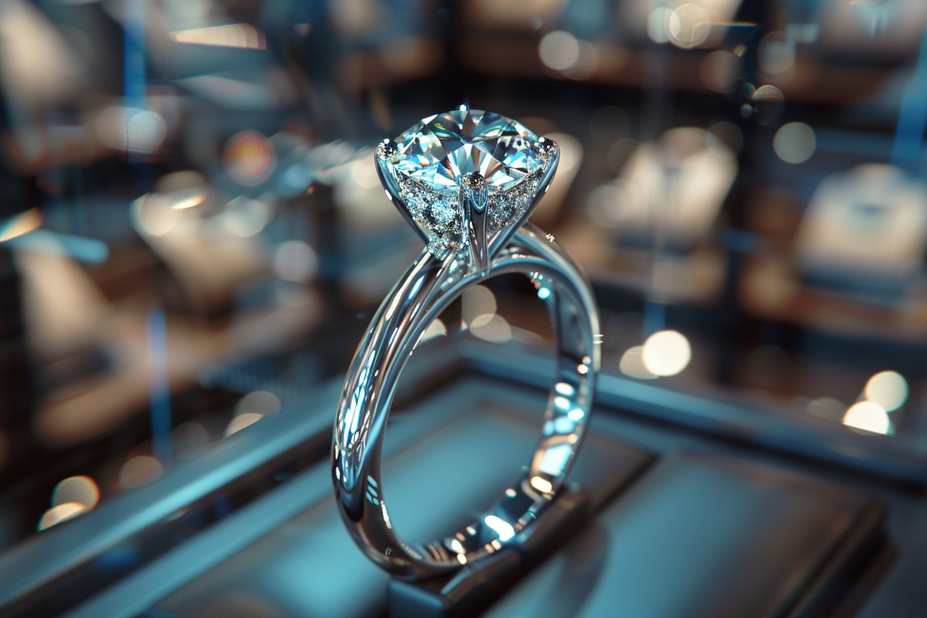 Une magnifique bague en diamant exposée | Source : Midjourney