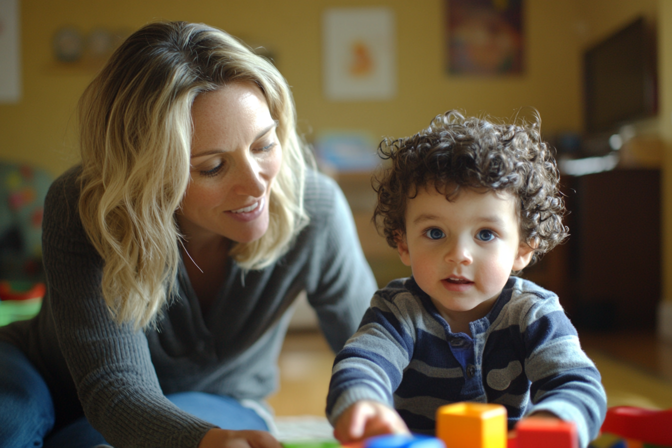 Une femme jouant avec un enfant | Source : Midjourney