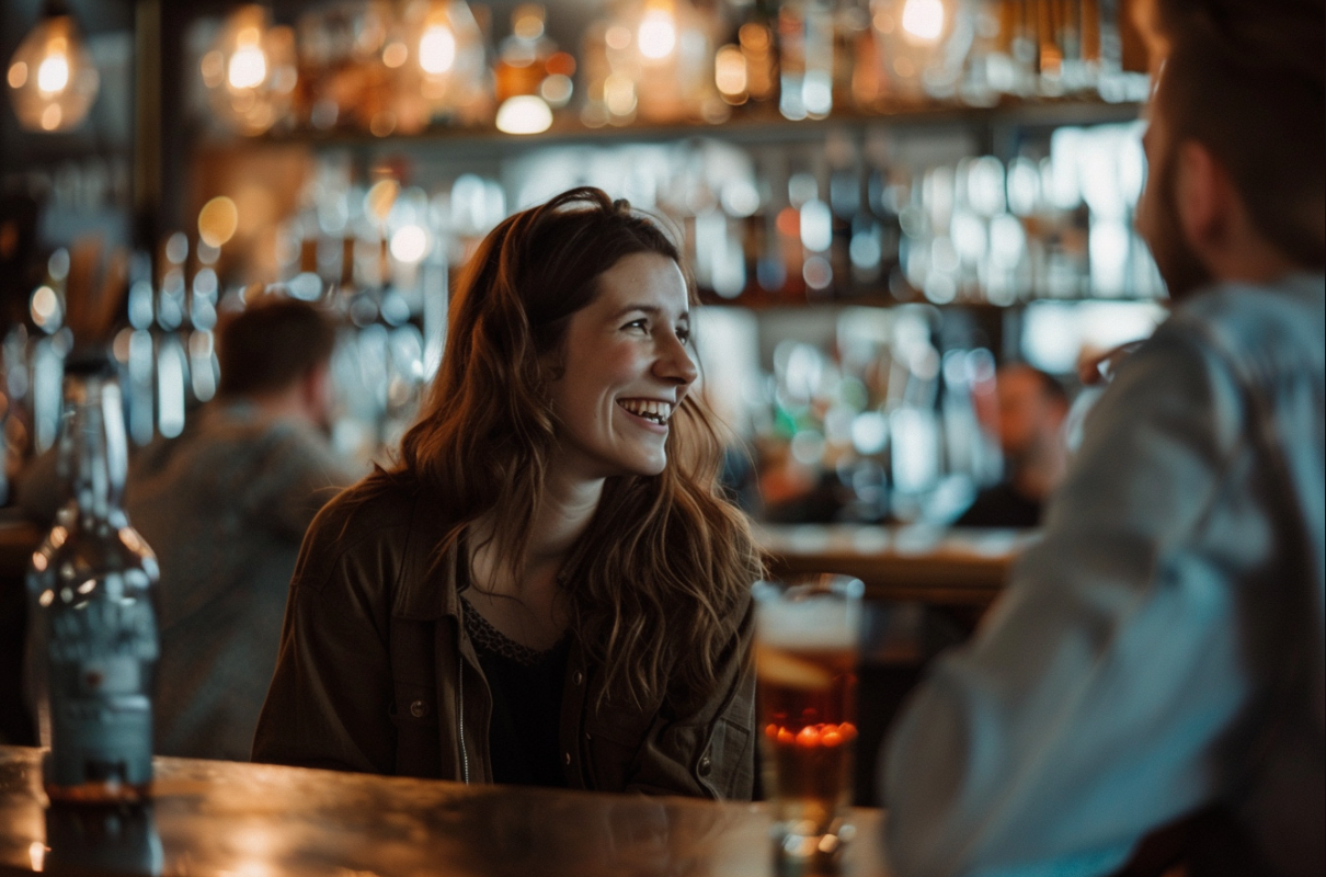 Un homme et une femme dans un bar | Source : Midjourney