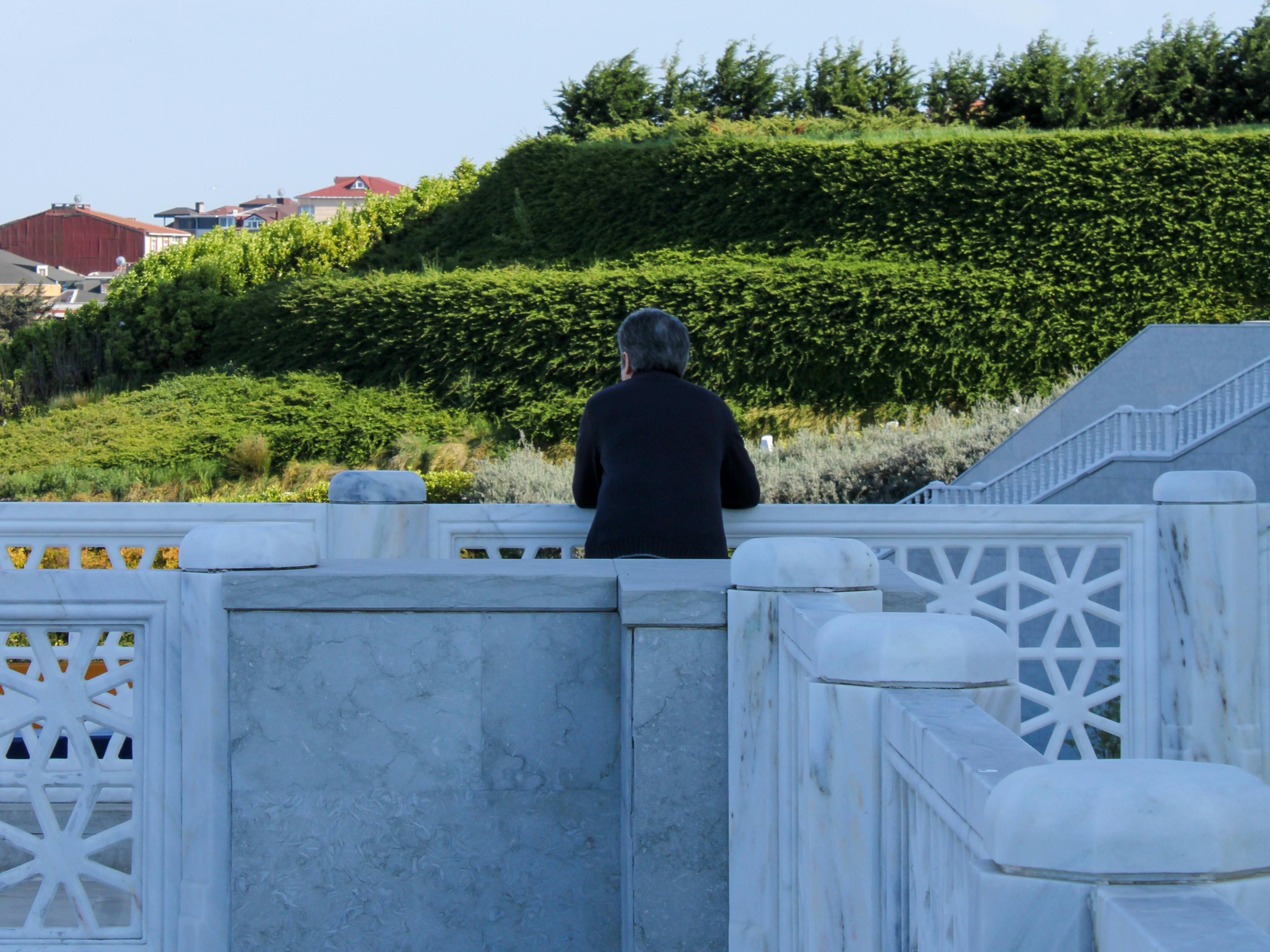 Un homme regardant par-dessus un mur de jardin | Source : Pexels