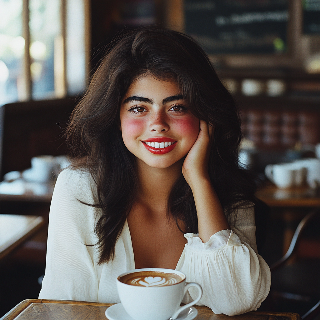 Une femme est assise dans un café | Source : Midjourney