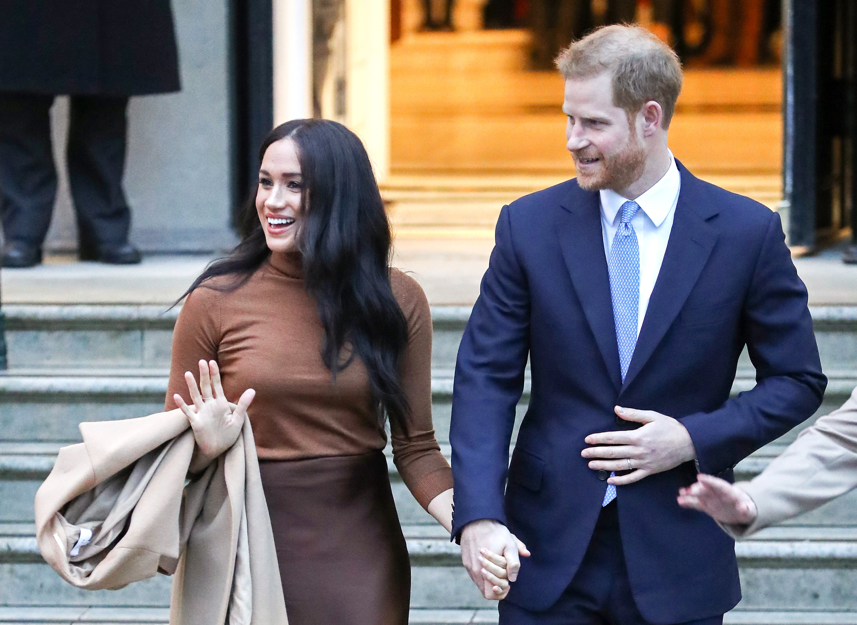 Le prince Harry et Meghan Markle quittent la Maison du Canada le 07 janvier 2020, à Londres, en Angleterre. | Source : Getty Images