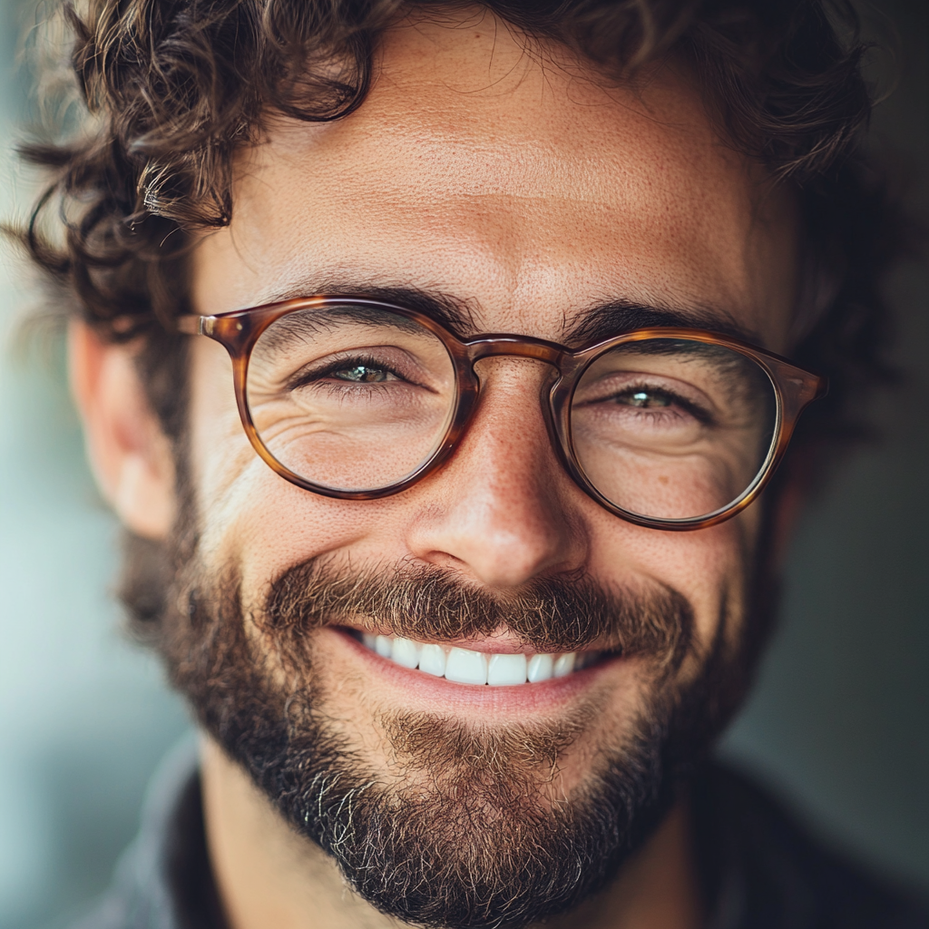Gros plan sur un homme souriant | Source : Midjourney