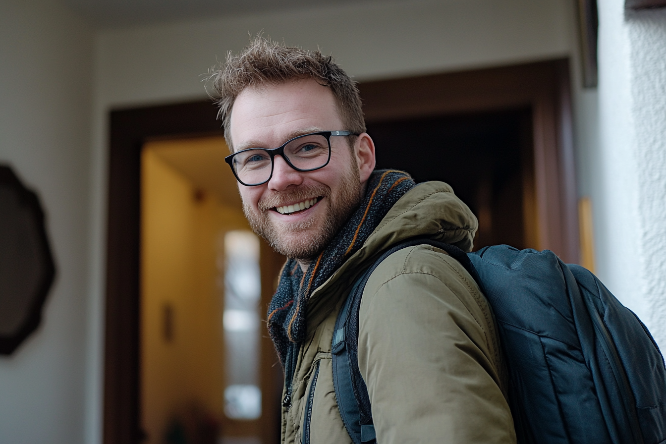 Un homme qui arrive chez lui après le travail | Source : Midjourney