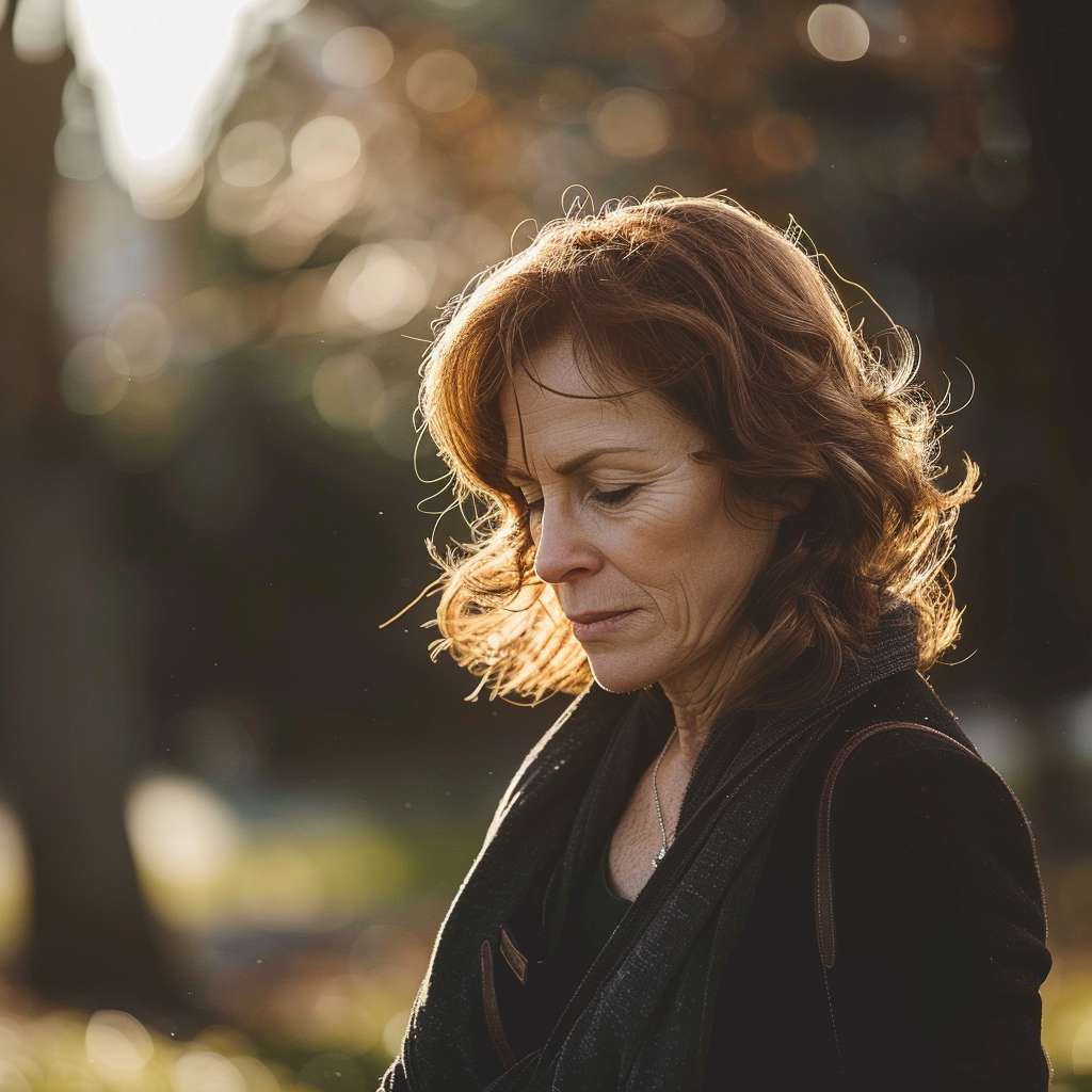 Une femme âgée à l'extérieur | Source : Midjourney