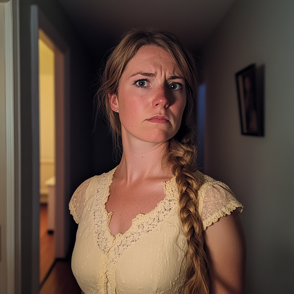 Une femme debout dans un couloir | Source : Midjourney