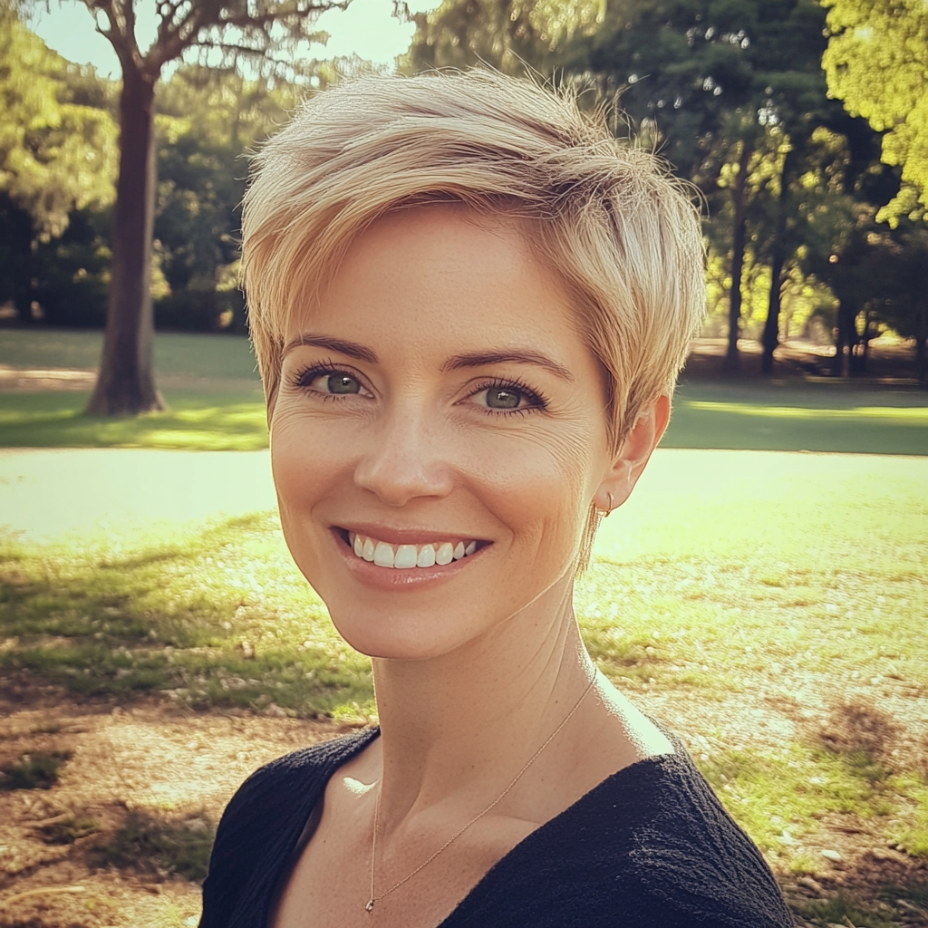 Une femme debout dans un parc | Source : Midjourney