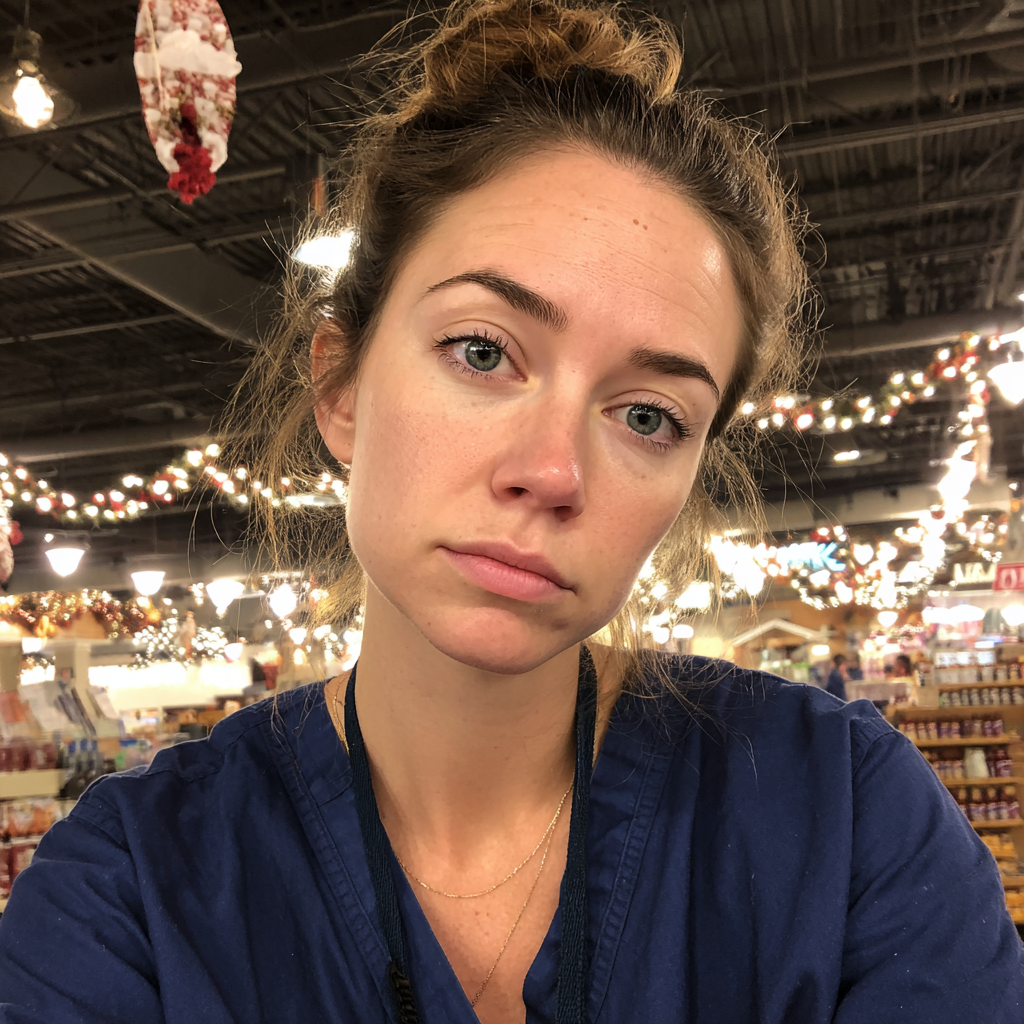 Une infirmière fatiguée portant une blouse | Source : Midjourney