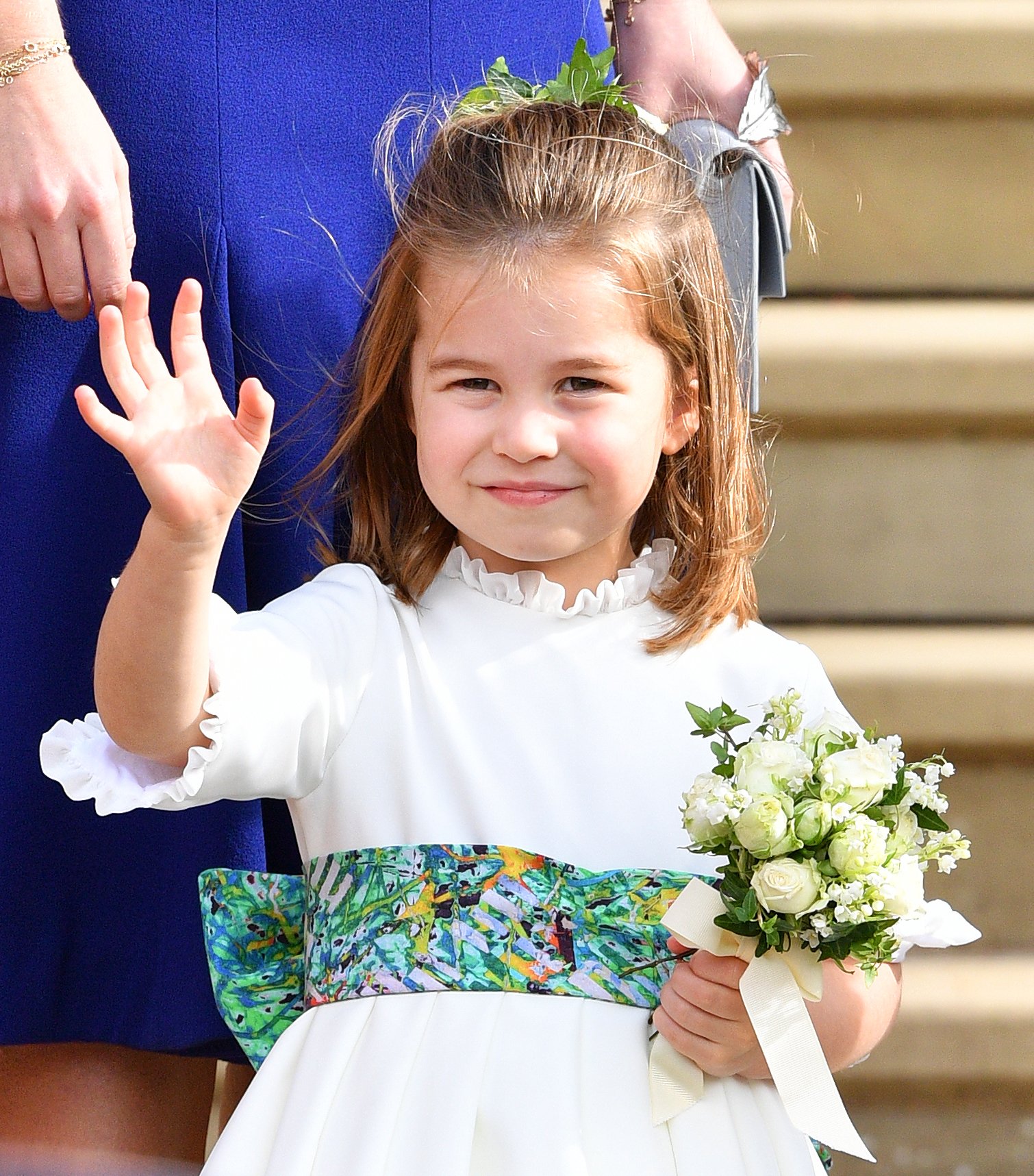 La princesse Charlotte photographiée lors du mariage de la princesse Eugénie d'York et de Jack Brooksbank à la chapelle St George, 2018, Angleterre. | Photo : Getty Images
