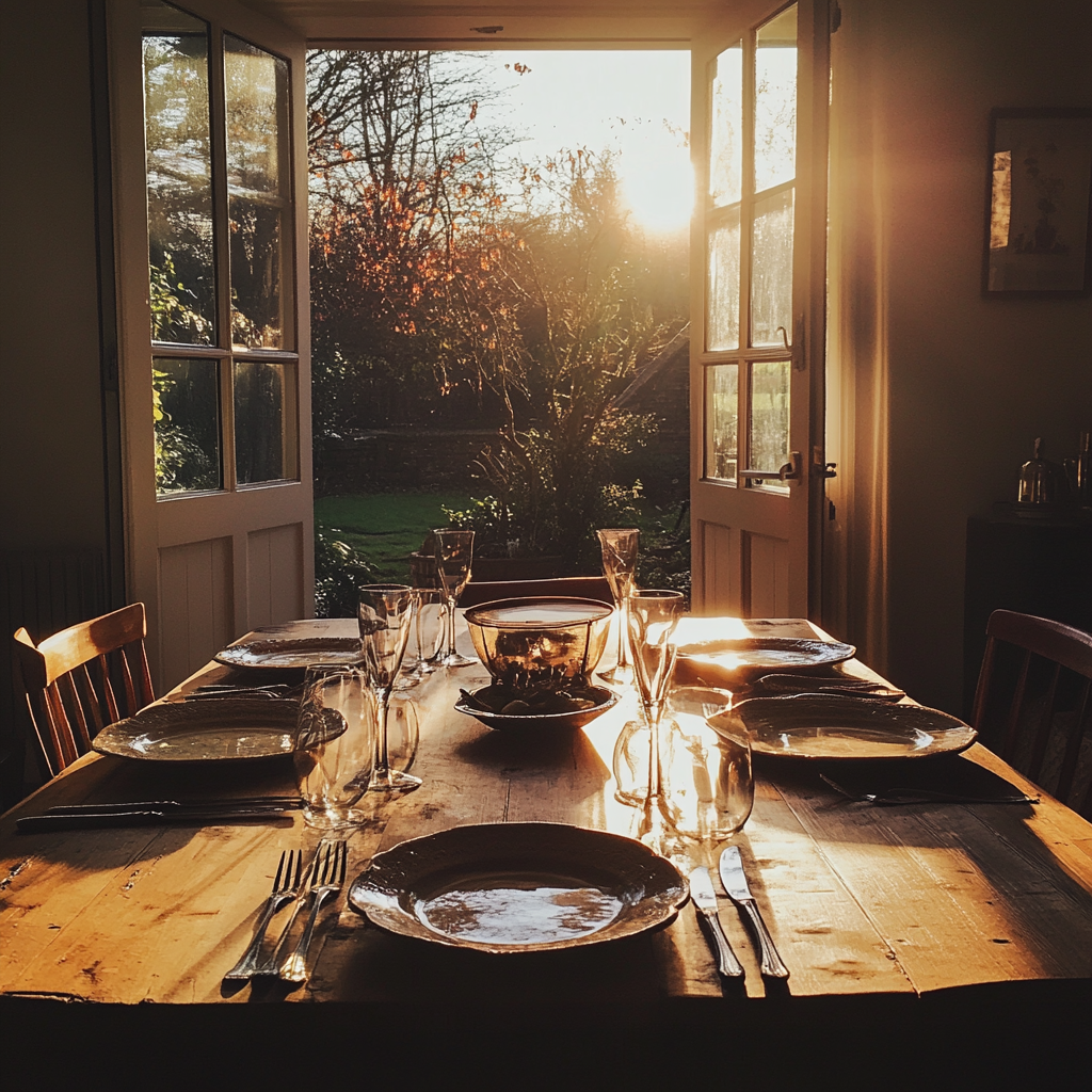 Une table dressée pour le dîner | Source : Midjourney