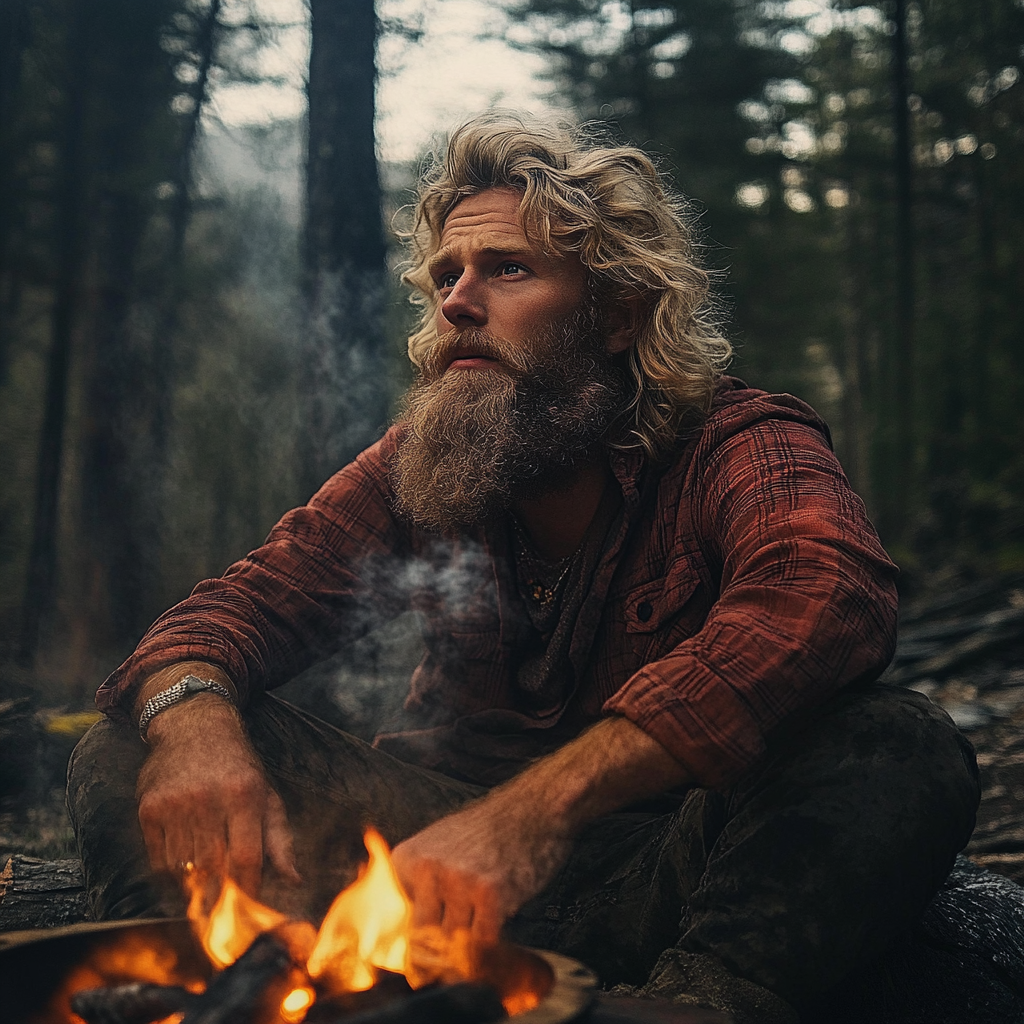 A man near a fireplace | Source: Midjourney