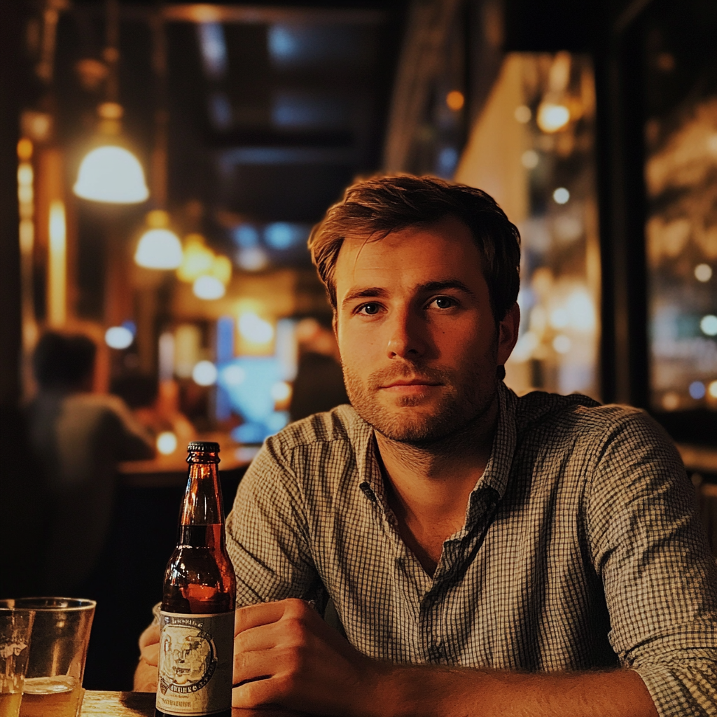 Un homme assis à un bar | Source : Midjourney